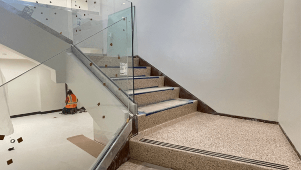 38. Glass railings and finished terrazzo flooring 9.9.21